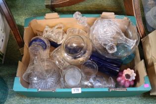 Tray of assorted Crystal and glassware inc. Decanter, Water jugs etc