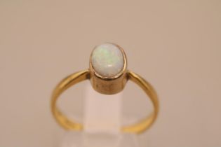 22ct Gold Oval rub over Opal ring, Size M. 3.1g total weight