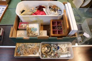 Box of assorted Costume Jewellery to include Necklaces, Brooches etc