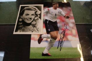 Steven Gerrard Signed Colour Photograph and a Photographic print of Patricia Knight