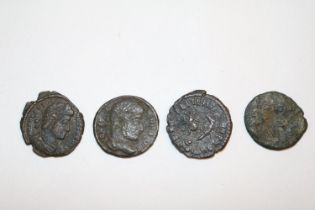 Group of 4 AD Roman bronze coins. 8.5g total weight