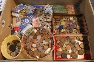 Large collection of British and World Coins to include Bank Notes, ARP Badge, Medallion etc