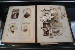 Leather bound Sepia Photograph album depicting 19thC and later
