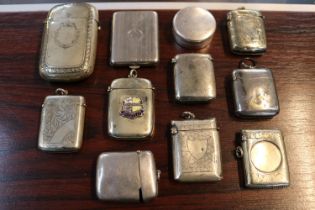Collection of Silver plated Match Vestas to include Rothesay Crested, Pill box etc