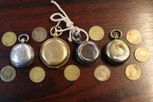 Collection of 4 Coin holders and a collection of George III Trading Tokens