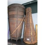 Dayek Tribal Basket, Borneo of tapering drum form 68cm in Height and another carrier
