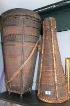 Dayek Tribal Basket, Borneo of tapering drum form 68cm in Height and another carrier