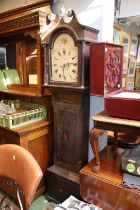 19thC Longcase clock with roman numeral dial and Swan Neck pediment