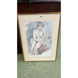 Framed Watercolour by Richard Bolton of a Nude study. Unsigned