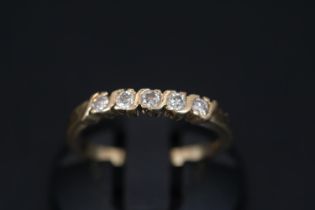 Ladies 14ct Gold 5 Stone Diamond ring 2.2g total weight Size N