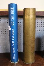 WW2 75mm Shell case, 1942 possibly Sherman tank plus a Drill Cartridge