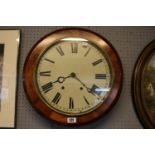 Large Late 19thC Circular walnut cased clock with roman numeral dial