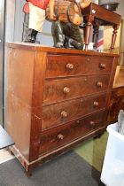 Victorian Mahogany Chest of 4 drawers with turned handles. 125cm in Width