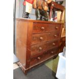 Victorian Mahogany Chest of 4 drawers with turned handles. 125cm in Width