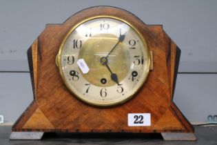 Art Deco Walnut fronted Mantel clock with numeral dial