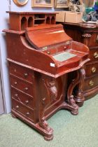 20thC Mahogany Davenport with fitted interior