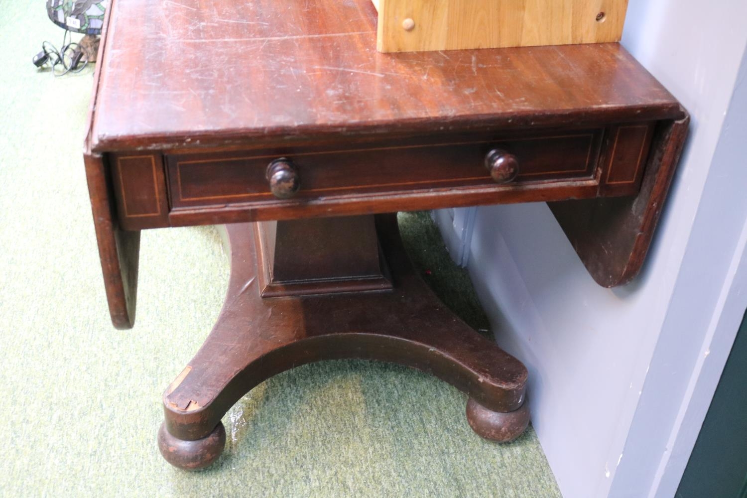 William IV Mahogany Drop leaf table over Square support and Trefoil base - Image 3 of 3