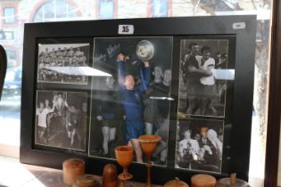 Framed Nobby Stiles Photograph Bearing Signature plus Photographs of other players including