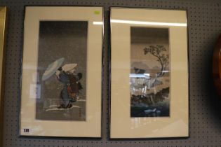 Pair of Japanese Mounted and framed prints