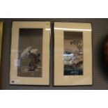 Pair of Japanese Mounted and framed prints