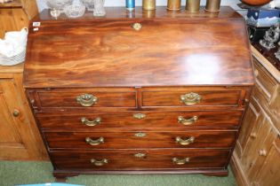 Georgian Mahogany Fall front bureau with fitted interior over bracket feet