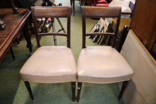 Set of 6 19thC Mahogany chairs with brass inlay over with turned legs