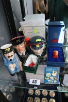 Halycon Days Enamel post box, Royal Doulton The Postman D6801 and other related ceramics