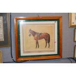 Framed print of Red Rum by Neil Cawthorne signed in pencil dated 1979