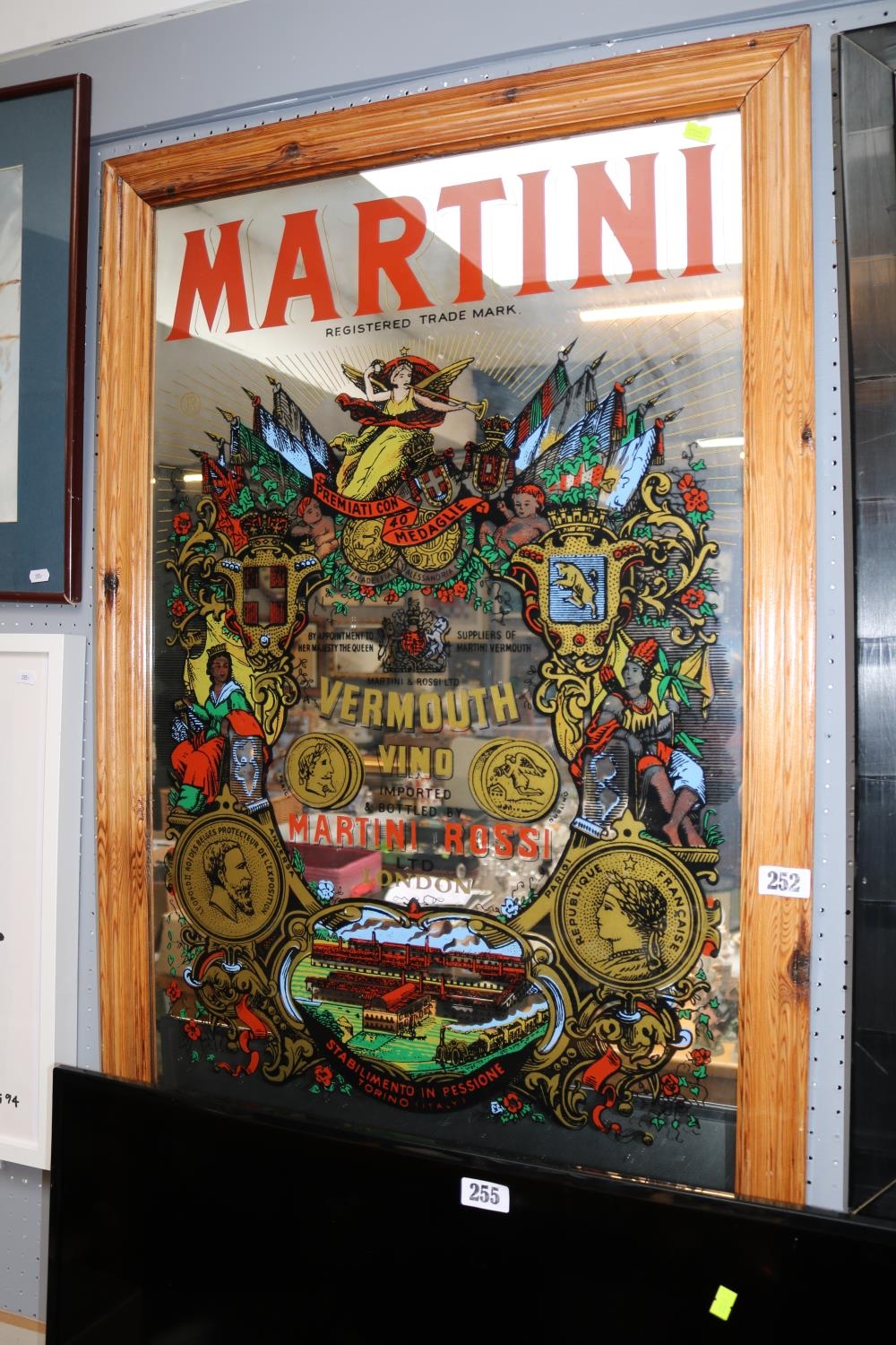 Pine Framed Martini advertising Mirror