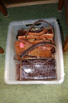 Good Collection of Vintage Ladies Handbag made from Crocodile Leather & Faux c1950's.