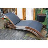 Pair of Hardwood Garden reclining Steamer type garden Loungers with Wheels