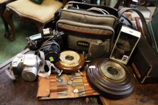 2 Vintage Barometers, Canon EOS 650, Fuji Fine Pix S304 etc