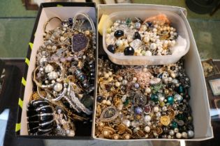 2 Boxes of assorted Costume jewellery inc. Necklaces, Bangles, Bracelets etc
