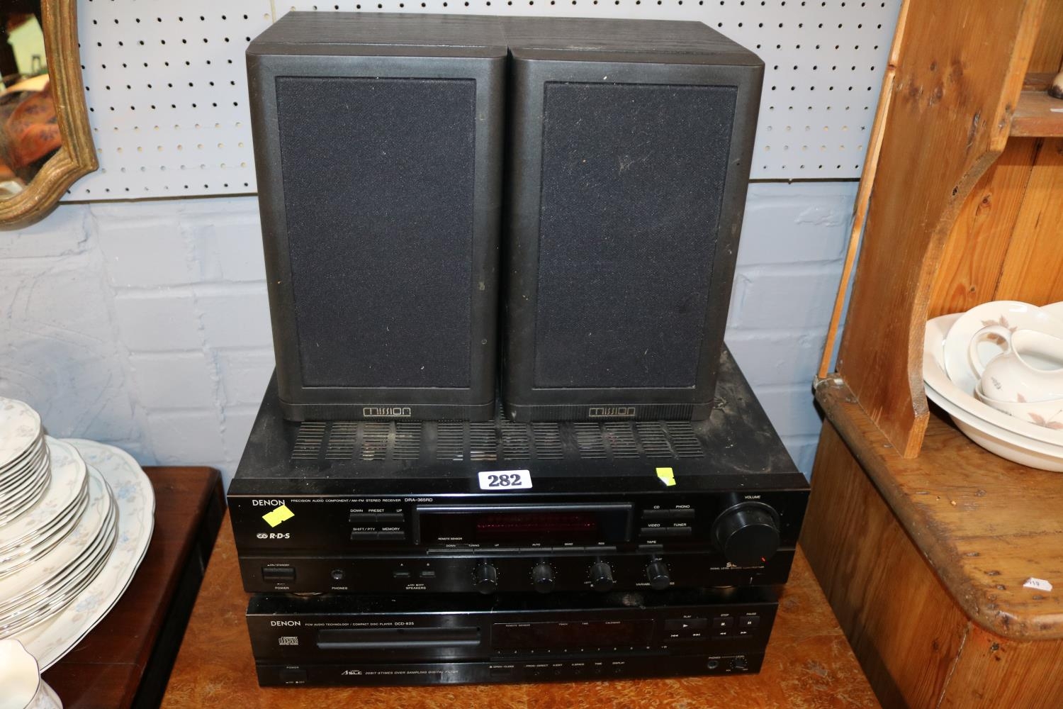 Denon Stacking system DRA-365RD and DCD-825 and a Pair of Mission Speakers