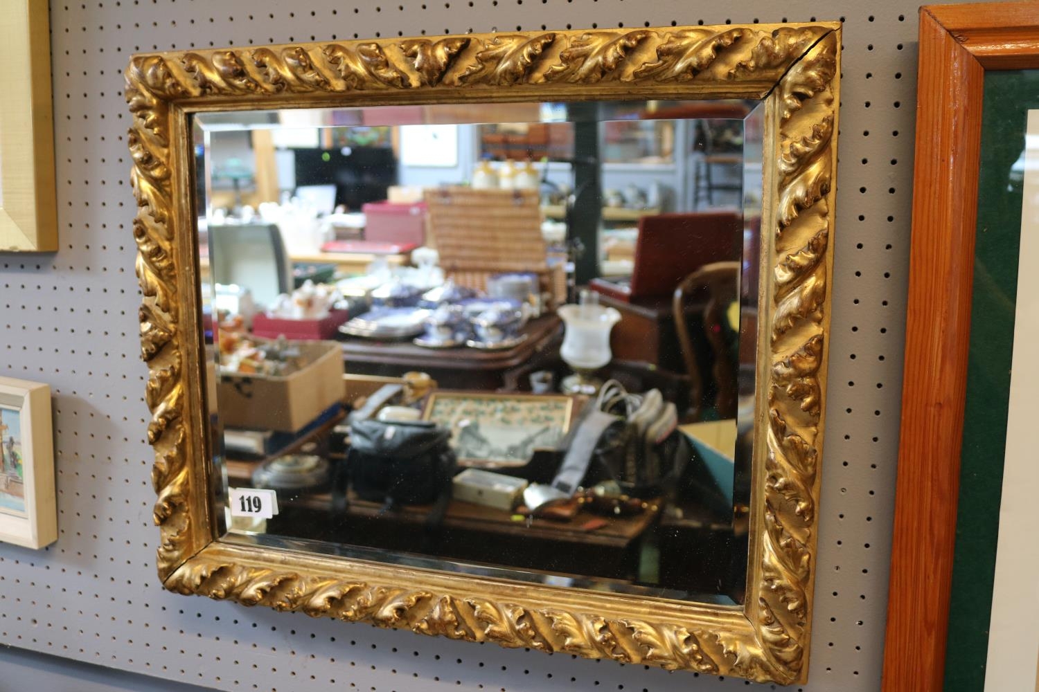 Ornate Gesso framed mirror with bevel edge