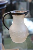 Victorian Silver rimmed etched glass Cream Jug London 1857