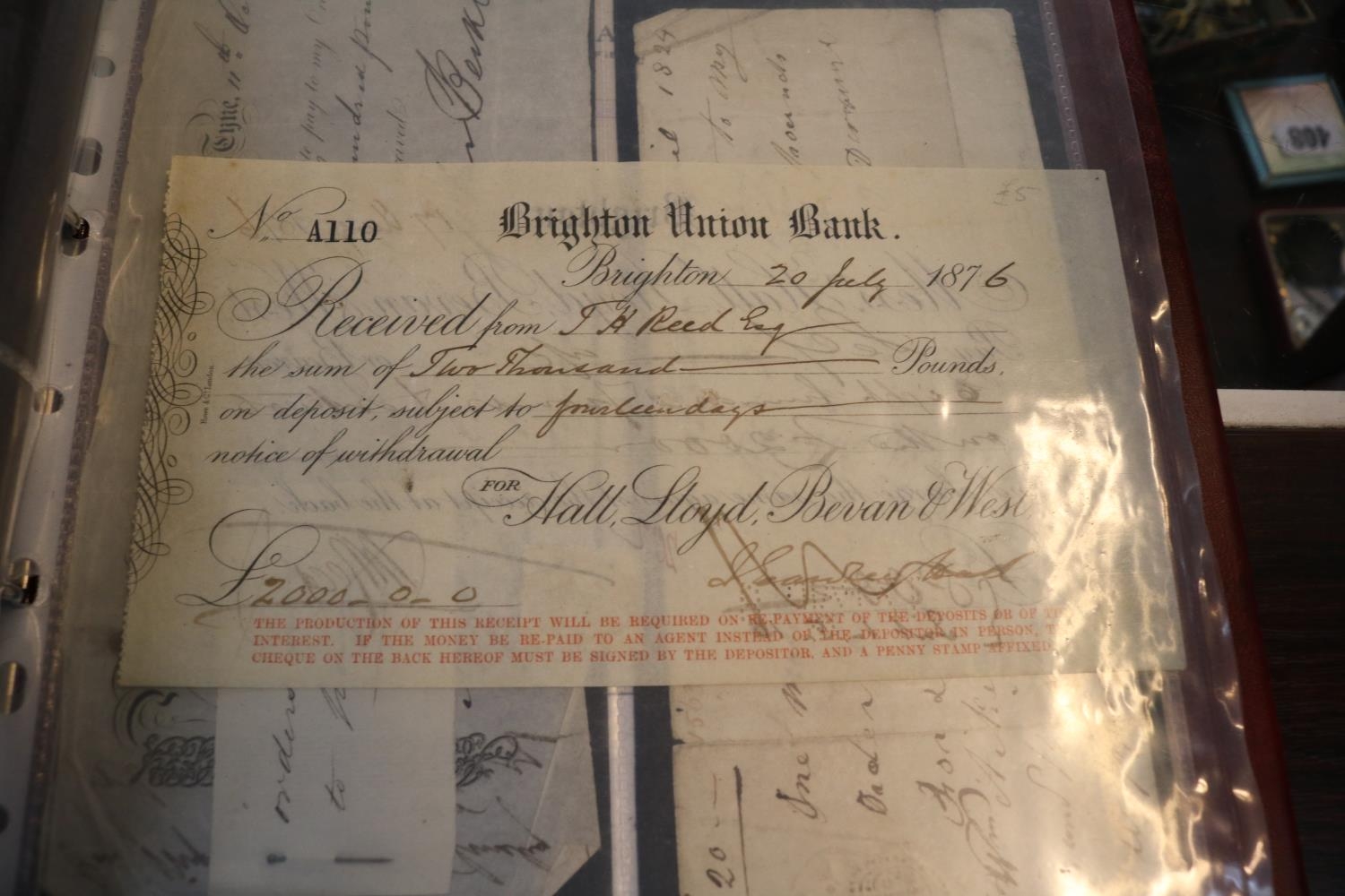 Folder of assorted 19thC and later Cheques and promissory notes to include Birmingham Banking Group, - Image 2 of 5