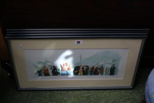 Set of 4 Lee Fearnley Limited Edtion Prints "Bus Stop Queue", "Night Club Queue", "Football Match