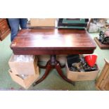 Georgian Mahogany Fold Over Card table with splayed caster legs