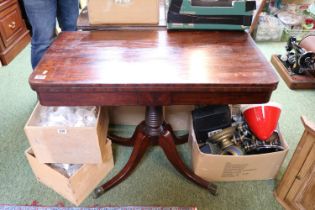 Georgian Mahogany Fold Over Card table with splayed caster legs