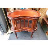 20thC Kidney Shaped Vitrine with integral Butlers Tray over Cabriole legs