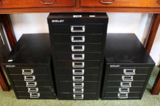 3 20thC Bisley Filing units with Chrome handles