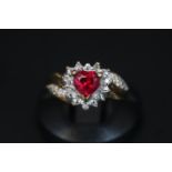 Ladies 9ct Gold Ruby & Diamond Cluster ring 2.3g total Size L