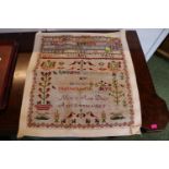 19thC Alphabetic Sampler Mary Ann Duce Aged 10 Years 1869 48 x 46cm