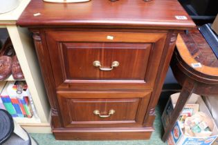 20thC 2 Drawer chest with brass drop handles