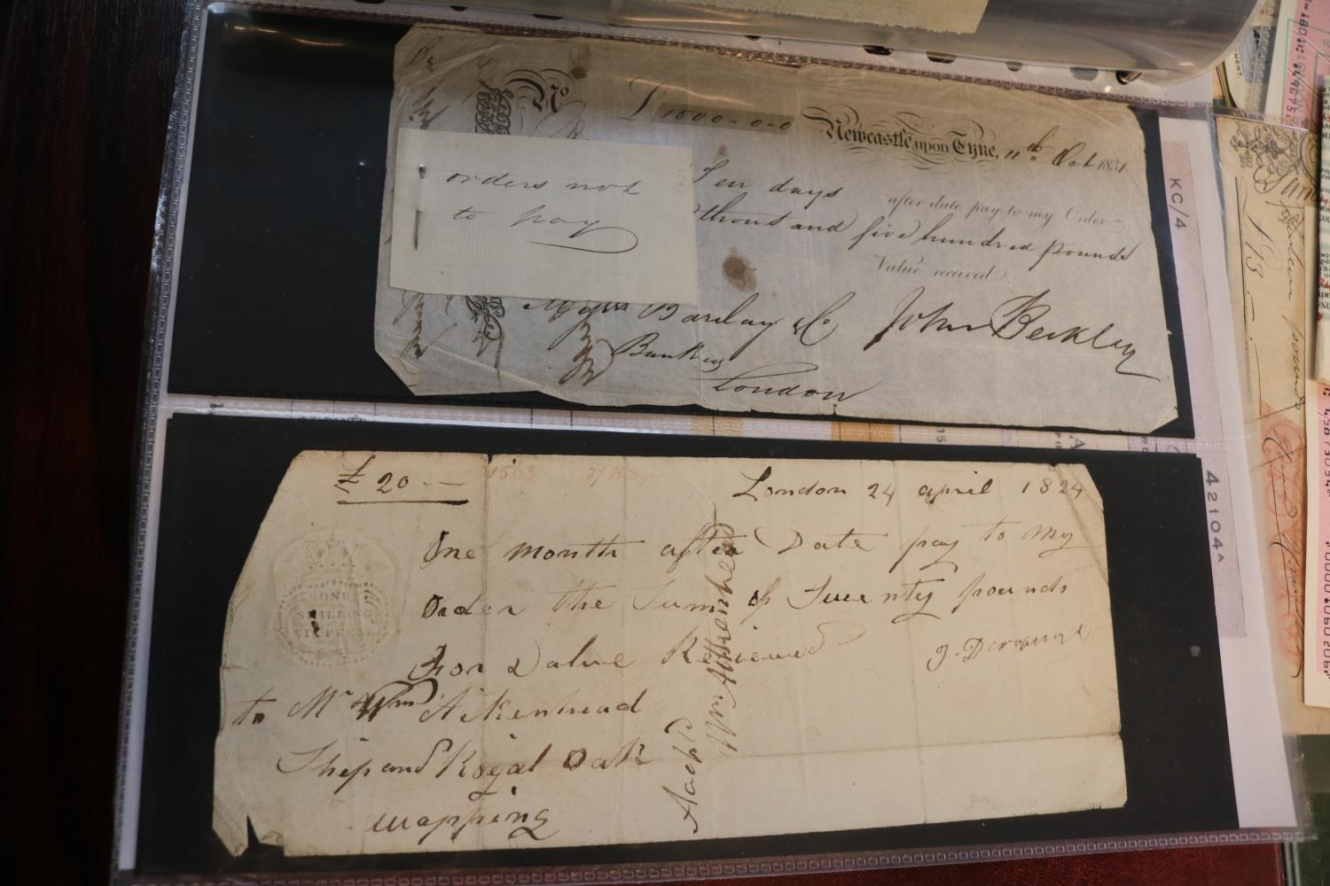 Folder of assorted 19thC and later Cheques and promissory notes to include Birmingham Banking Group, - Image 3 of 5