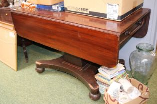 William IV Mahogany Drop leaf table over Square support and Trefoil base