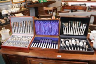 Cased Set of Sheffield plated Cutlery and 2 other boxed sets of Cutlery etc