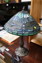 20thC Leaded Dragonfly Tiffany style table lamp leaded