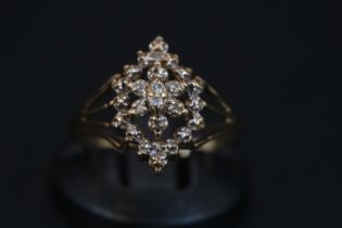 Ladies 9ct Gold Diamond shaped ring C.1990s 3g total weight Size R